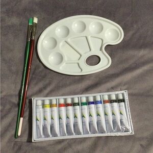 Bundle Acrylic Paint Set with Palette and Brushes New.🎨👩‍🎨👨‍🎨